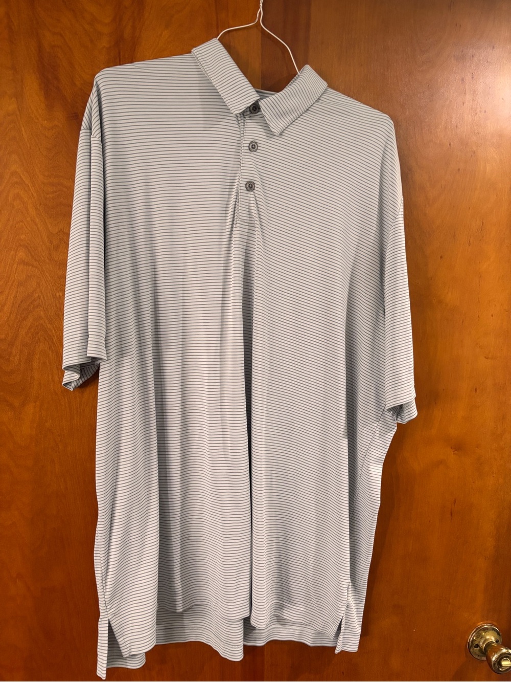 Ashworth Light Gray Striped Polo Shirt